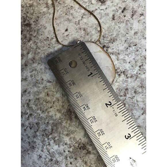 Geode Crystal Pendant w/ Gold Plated Edges on 24" Gold Tone Chain Necklace - Picture 15 of 15